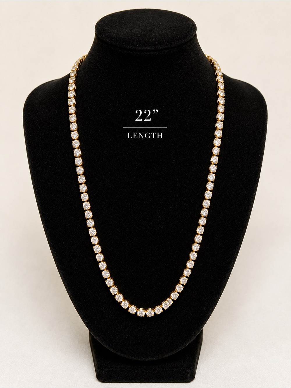 Gold-Tone Clear Crystal Tennis Necklace - 22"